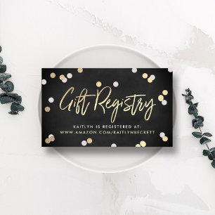 Carte D'accompagnement Élégant Mariage de registre cadeau Gold Foil