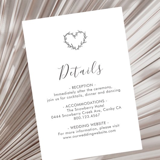 Carte D'accompagnement Élégant Mariage de script de coeur