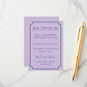 Carte D'accompagnement Élégant Mariage de script Lilac