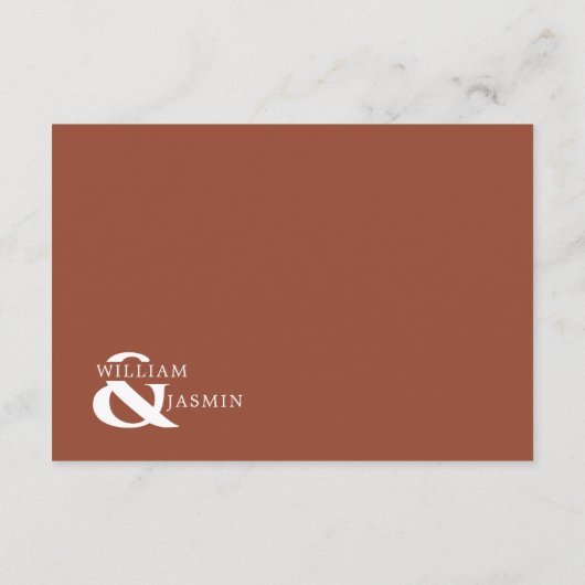 Carte D'accompagnement Élégant Mariage de script ordonné en terre cuite r (Dos)