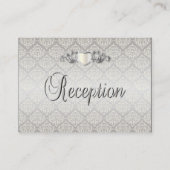 Carte D'accompagnement Élégant Mariage de style Damas Argent 1 (Dos)