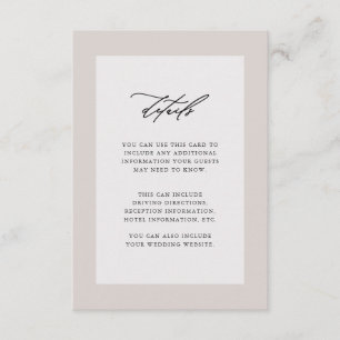 Carte D'accompagnement Elégant mariage - Détails de l'invité Noir