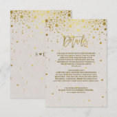 Carte D'accompagnement Élégant Mariage en cuir blanc en or Confetti (Devant / Derrière)