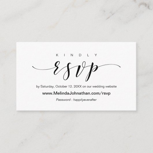 Carte D'accompagnement Élégant mariage en ligne RSVP répondre (Devant)