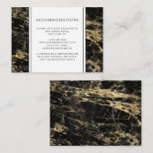 Carte D'accompagnement Élégant Mariage en marbre noir or (Devant / Derrière)