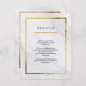 Carte D'accompagnement Élégant Mariage en or marbré moderne (Devant / Derrière)