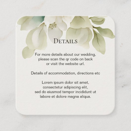 Carte D'accompagnement Élégant mariage feuillage vert bouché (Devant)