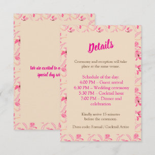 Carte D'accompagnement Élégant Mariage Floral Beige et Rose Pâle