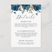 Carte D'accompagnement Elégant Mariage floral bleu marine (Devant)