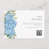Carte D'accompagnement Élégant Mariage floral Blue Hydrangea (Devant)
