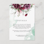 Carte D'accompagnement Élégant Mariage floral Emerald vert & Bourgogne (Devant)