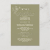 Carte D'accompagnement Elégant Mariage Floral Moss Green Détails (Devant)