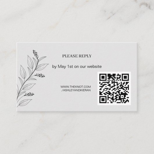 Carte D'accompagnement Élégant Mariage floral QR RSVP (Devant)