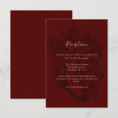 Carte D'accompagnement Elégant Mariage gothique Sang Rouge Réception Flor (Devant / Derrière)