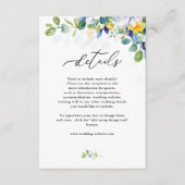 Carte D'accompagnement Élégant mariage jaune floral bleu blanc (Devant)