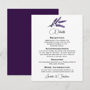 Carte D'accompagnement Élégant Mariage Lilac Flowers