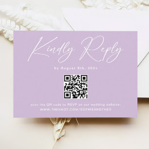 Carte D'accompagnement Elégant Mariage Lilac Violet Lumière RSVP