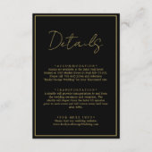 Carte D'accompagnement Élégant Mariage moderne Noir et Or Chic Détails (Devant)