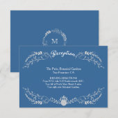 Carte D'accompagnement Elégant Mariage monochromatique bleu et argent (Devant / Derrière)