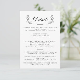 Carte D'accompagnement Élégant Mariage noir et blanc
