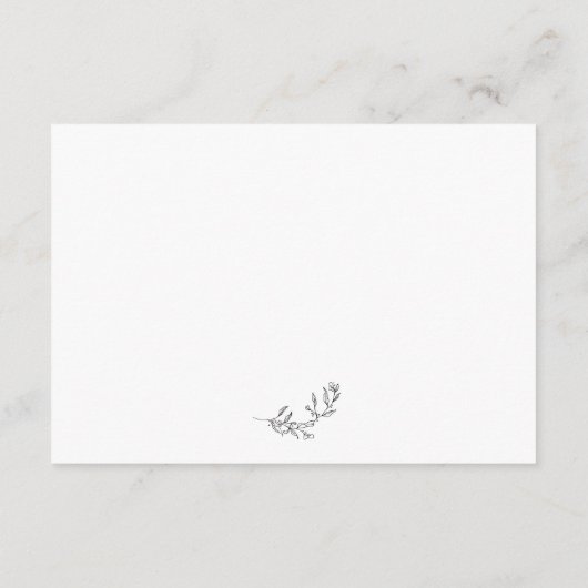 Carte D'accompagnement Élégant Mariage noir et blanc (Dos)