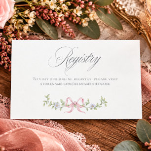 Carte D'accompagnement Élégant Mariage Pastel Floral Ruban Bow Shower de 