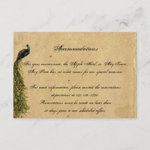 Carte D'accompagnement Élégant Mariage Peacock Vintage Insertion