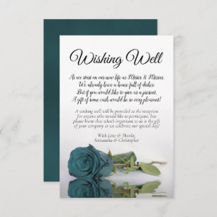 Carte D'accompagnement Élégant Mariage Rose Turquoise Wishing well Poem