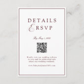 Carte D'accompagnement Élégant Mariage Royal Blanc & Burgun QR Code RSVP (Devant)