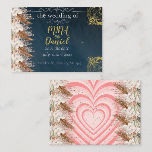 Carte D'accompagnement Élégant Mariage tactile (Devant / Derrière)