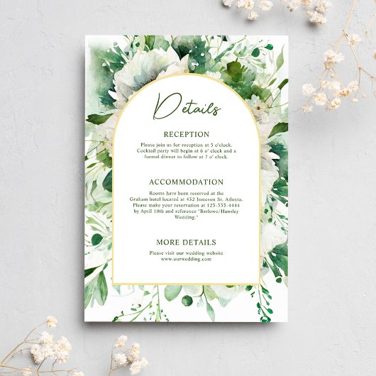 Carte D'accompagnement Élégant Mariage végétal Emerald Green