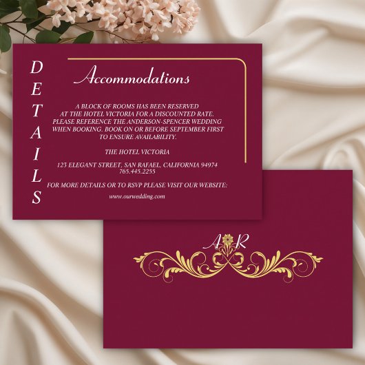 Carte D'accompagnement Elégant Mariage victorien Détails