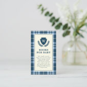 Carte D'accompagnement Elégant Marine Blue Plaid Monogrammes Livres Pour (Debout devant)