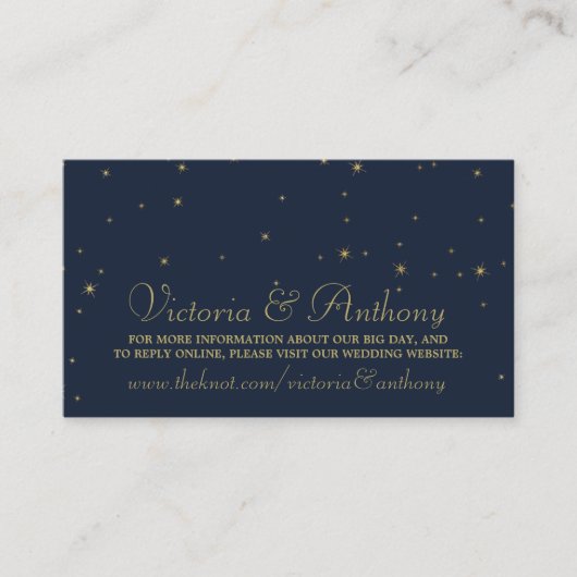 Carte D'accompagnement Elegant Marine & Gold Falling Stars Site Mariage (Devant)