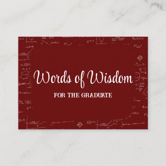 Carte D'accompagnement Elegant Maroon Graduate Words of Wisdom Advice (Devant)