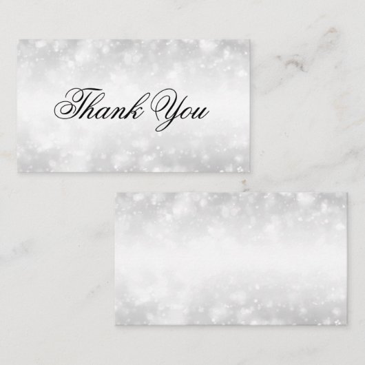 Carte D'accompagnement Élégant Merci Insertion Lumières Shimmer Argent (Devant / Derrière)