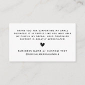Carte D'accompagnement Elégant Merci Script Heart Chic bon de commande (Dos)