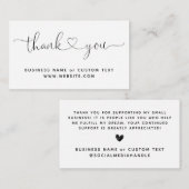 Carte D'accompagnement Elégant Merci Script Heart Chic bon de commande (Devant / Derrière)