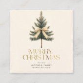 Carte D'accompagnement Elegant Merry Christmas Pine Tree Bow Family (Devant)