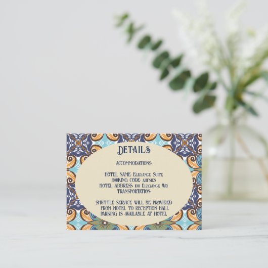 Carte D'accompagnement Élégant Mexicain Talavera Détails du Mariage Code (Debout devant)