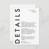 Carte D'accompagnement Élégant minimal blanc moderne Mariage Enclôture vo (Devant / Derrière)