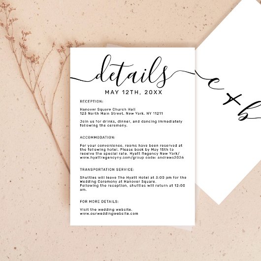 Carte D'accompagnement Élégant minimal blanc Monogramme Détails du Mariag