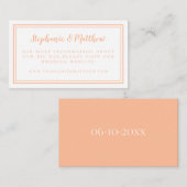 Carte D'accompagnement Élégant minimal Pêche Mariage Détails du site web (Devant / Derrière)