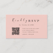 Carte D'accompagnement Élégant minimal Rsvp Qr Code Mariage rose pâle (Devant)