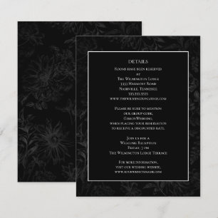 Carte D'accompagnement Élégant minimal Tapisserie noire Détails du Mariag