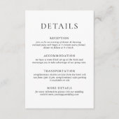 Carte D'accompagnement Élégant minimaliste calligraphie Détails du Mariag (Devant)