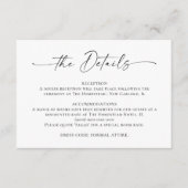 Carte D'accompagnement Élégant minimaliste calligraphie Détails du Mariag (Devant)