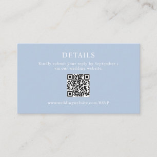 Carte D'accompagnement Elégant minimaliste Dusty Blue Détails QR Code