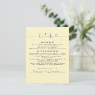 Carte D'accompagnement Elégant minimaliste Lumière Jaune Détails Mariage