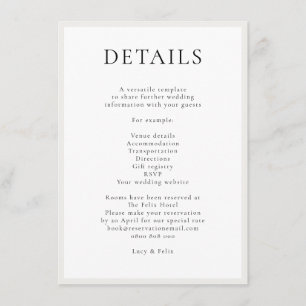 Carte D'accompagnement Élégant minimaliste   Moderne Chic Mariage simple